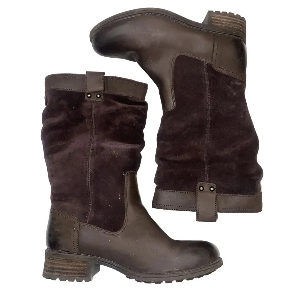 UGG Australia BRUCKNER Stout WATER RESISTANT Slouch Boots Brown 1017487 Women 6